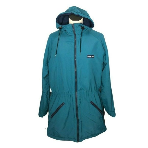 Lands' End Jackets & Blazers - Land's End Coat Jacket Womens M Fleece Lined Teal Drawstring Waist & Hood Zipper